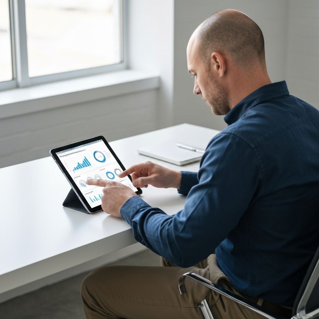 HVAC contractor reviewing digital marketing performance dashboard